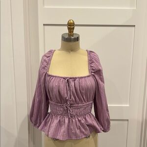 Christy Dawn Lilac Blouse with Square Neckline